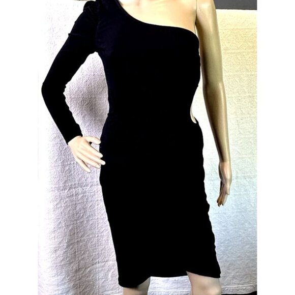 NWT Kardashians Bebe One Shoulder Black Party Cocktail Bodycon Dress XS New Year - Picture 1 of 12